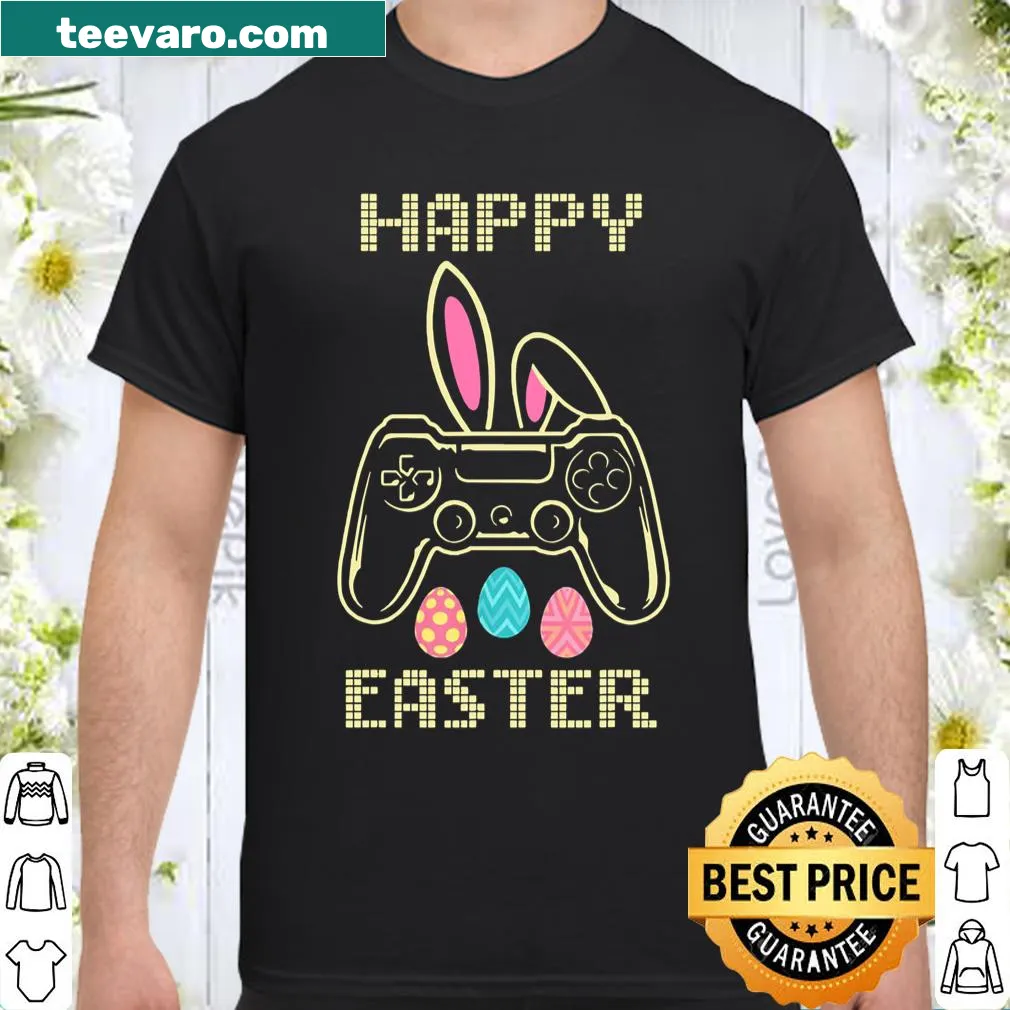 Cartoon bunny with a gaming controller for Easter shirt