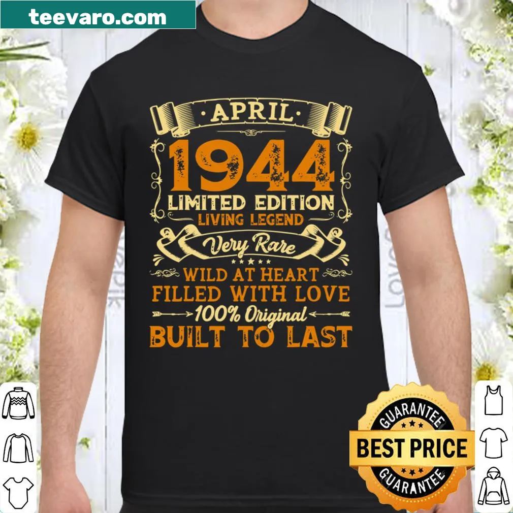 Vintage birthday t-shirt celebrating 77 years since April 1944