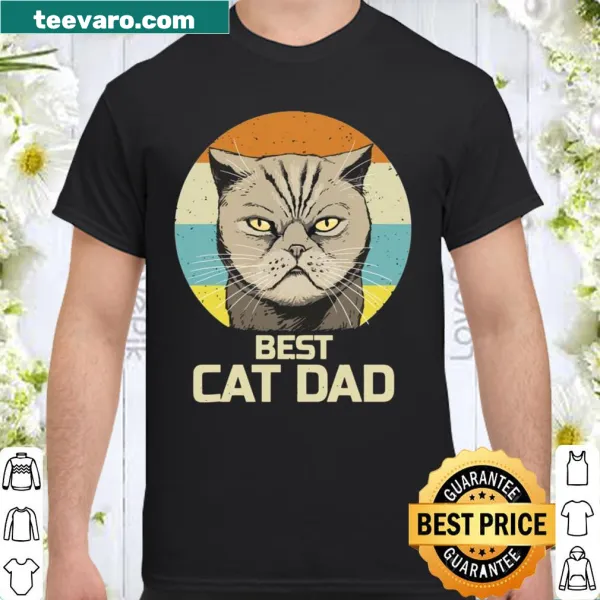 Vintage-style shirt reading 'Best Cat Dad' with a distressed look