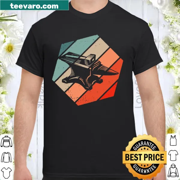 Vintage-style blacksmith shirt with anvil and hammer graphic