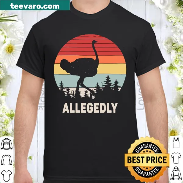 Vintage t-shirt featuring an ostrich and the word 'Allegedly'