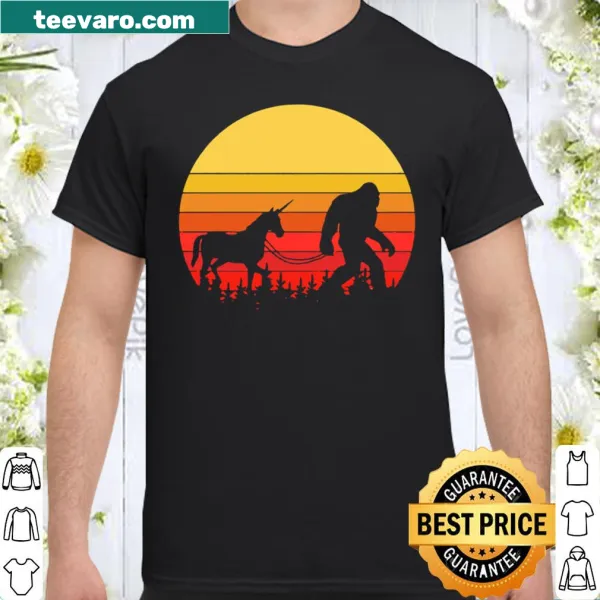 Vintage design featuring Bigfoot and unicorn legends on a shirt