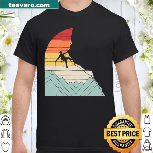 Vintage retro rock climbing graphic with climber