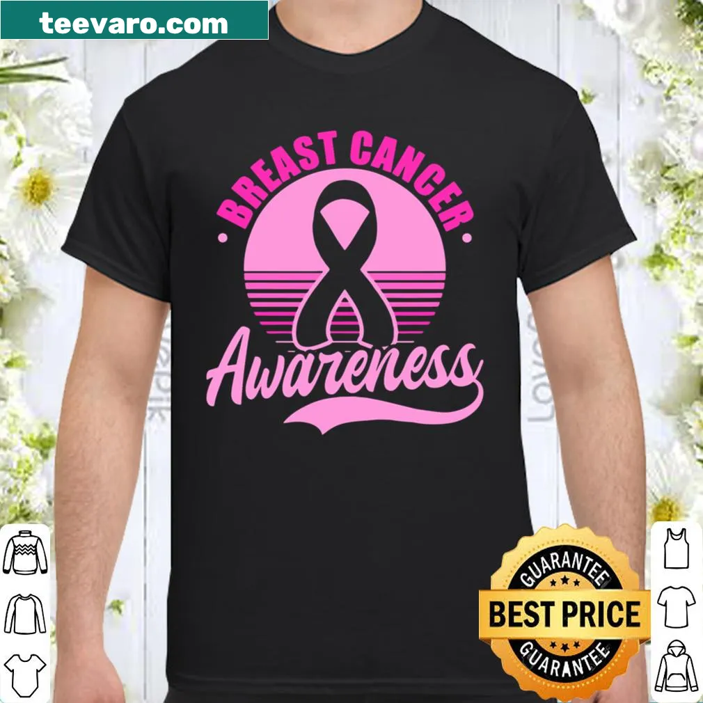 Retro sunset design shirt promoting breast cancer awareness