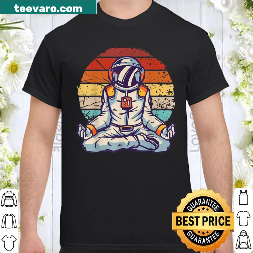 Vintage astronaut graphic in meditation pose on shirt