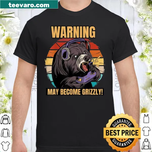 Vintage gaming grizzly bear graphic on casual T-shirt