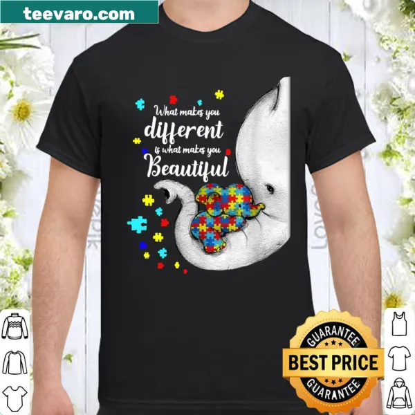 Illustrative shirt featuring an elephant and autism awareness message