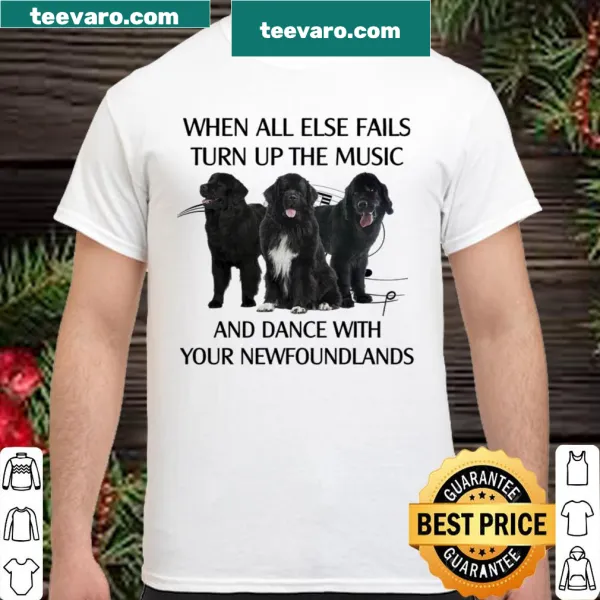 Cute illustration of Newfoundlands with a fun quote about music
