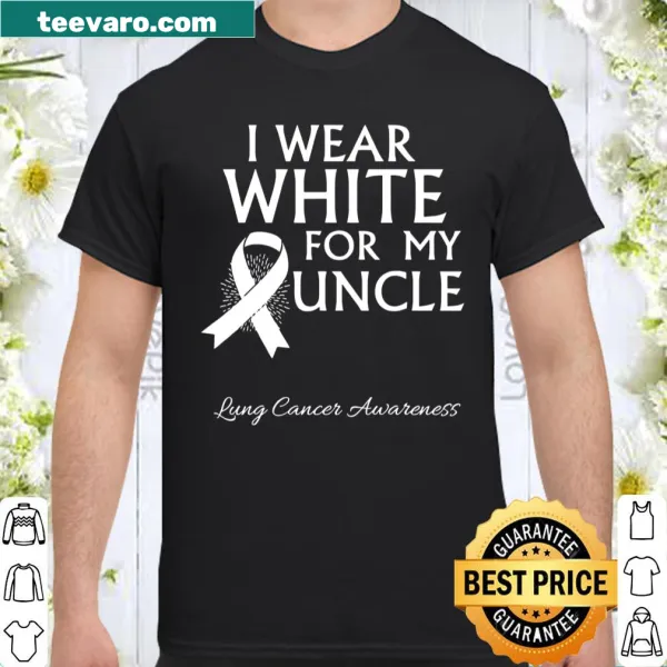 Supportive shirt with a white ribbon symbol for lung cancer awareness