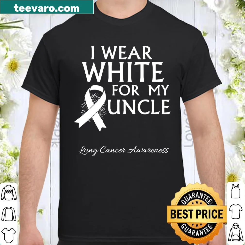 Supportive shirt with a white ribbon symbol for lung cancer awareness