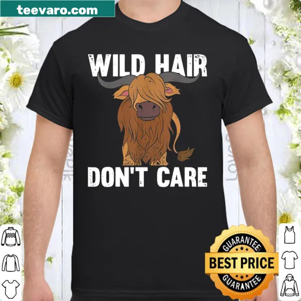 Funny Highland cow shirt with wild hair illustration