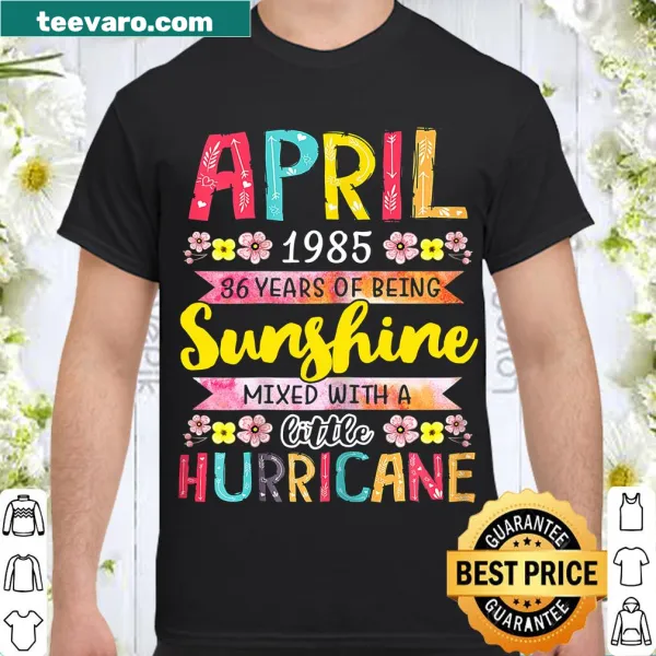 Stylish April Girl 1985 T-shirt celebrating 36th birthday with typography