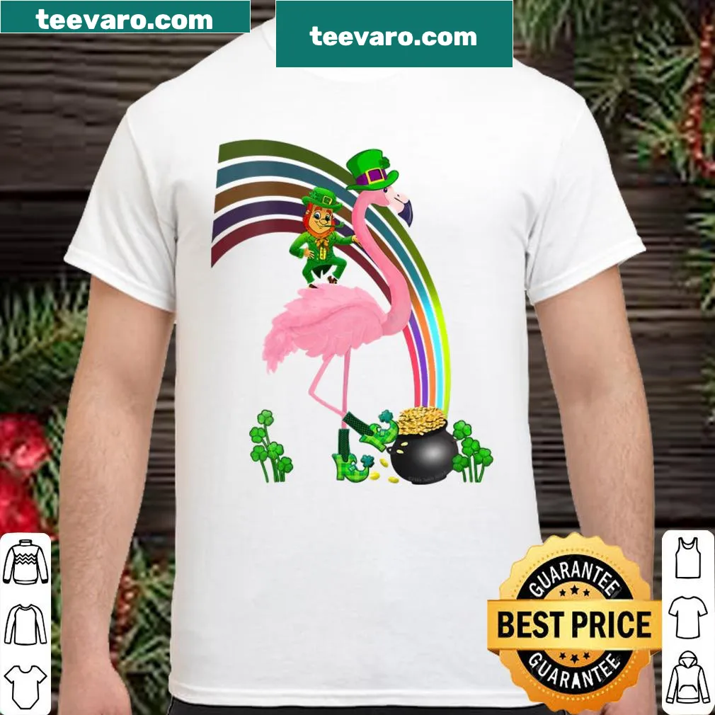 Cute St. Paddy's shirt with flamingo and leprechaun design