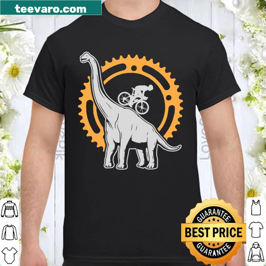 Fun dinosaur graphic riding a mountain bike