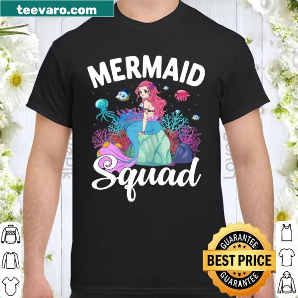 Cute family matching set shirt featuring a 'Mermaid Squad' design