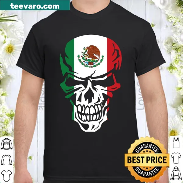 Skull graphic T-shirt with Mexican flag design