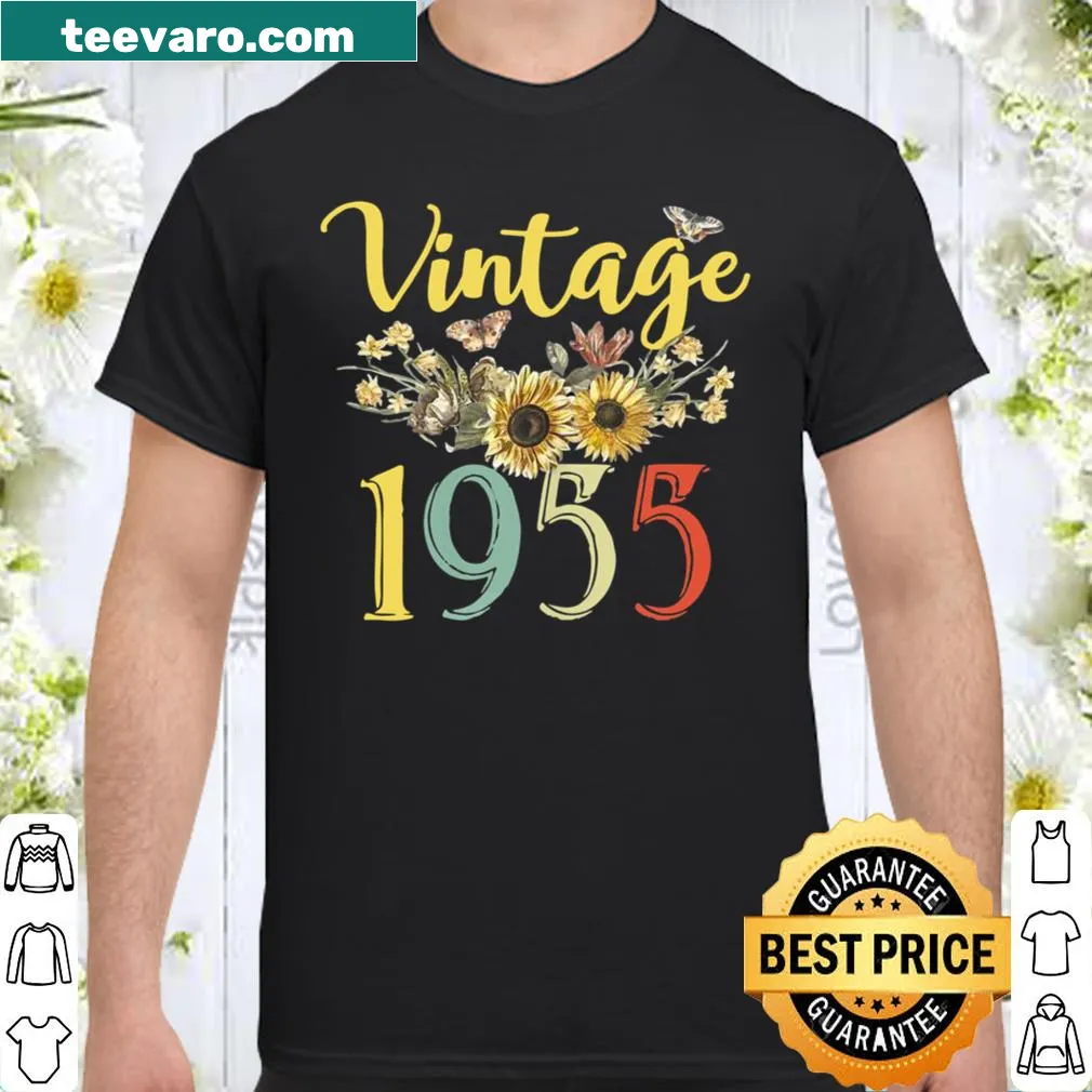 Vintage shirt for 66th birthday saying 'Awesome Since 1955' with sunflower
