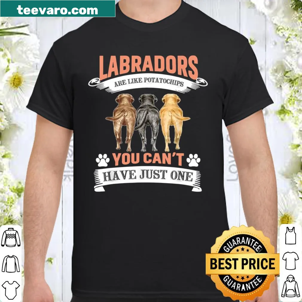Illustrative Labrador Retriever shirt featuring Yellow, Chocolate, and Black Labs