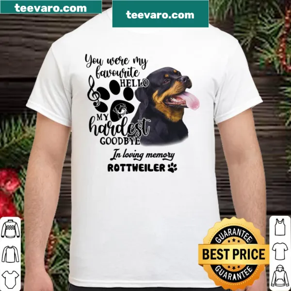 Remembrance shirt for a Rottweiler with sentimental text