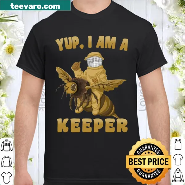 Playful beekeeper riding a honeybee graphic on a fun shirt