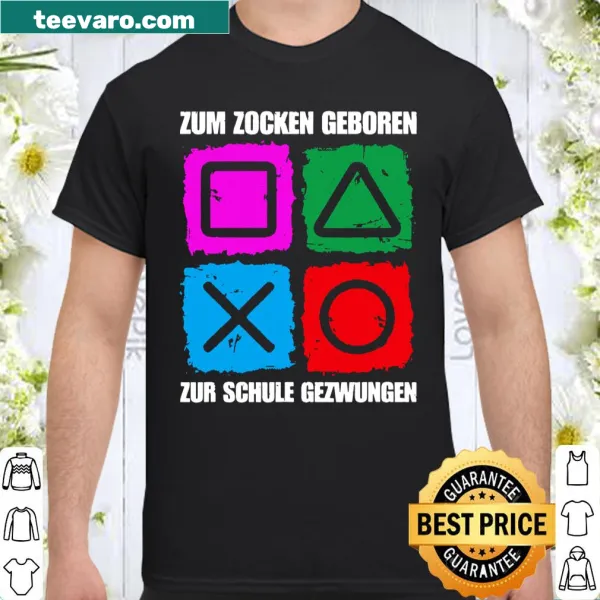 Playful gaming shirt with text about gaming culture and a controller.