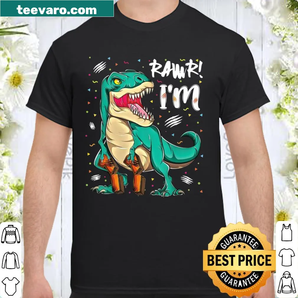 Birthday shirt for 11-year-olds featuring a T-rex and 'Rawr'