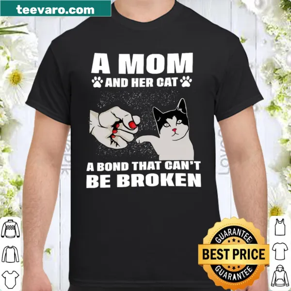 Illustrated shirt depicting a loving bond between a mom and her cat