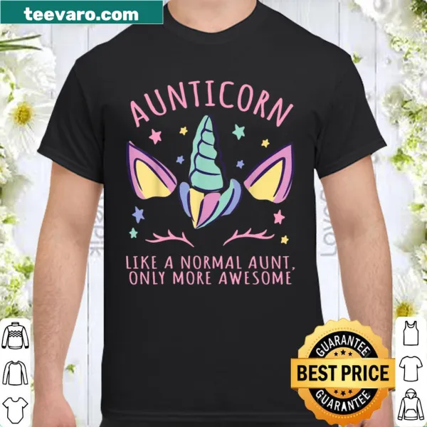 Unicorn aunt graphic t-shirt with playful text