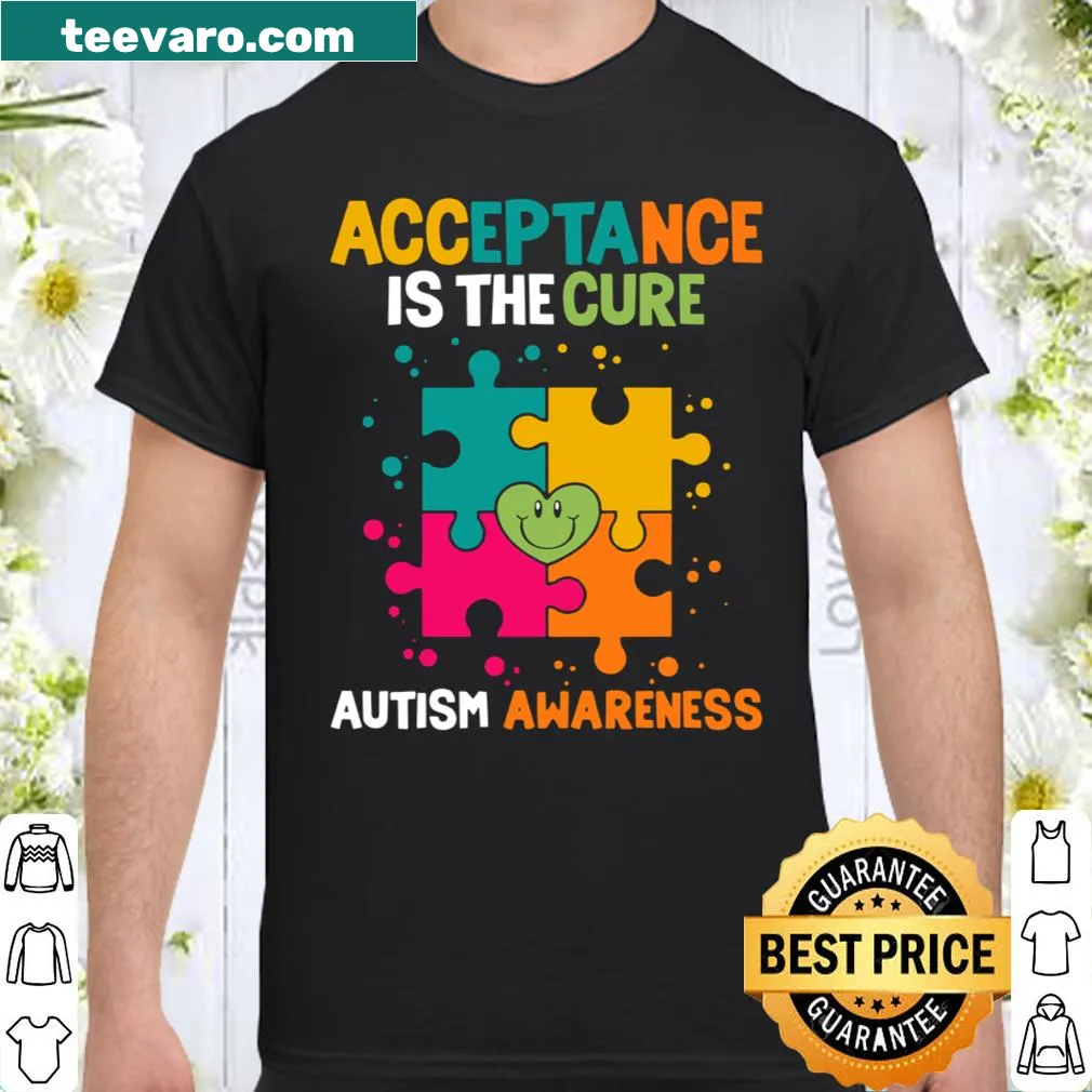Awareness shirt with 'Acceptance Is The Cure' text for autism