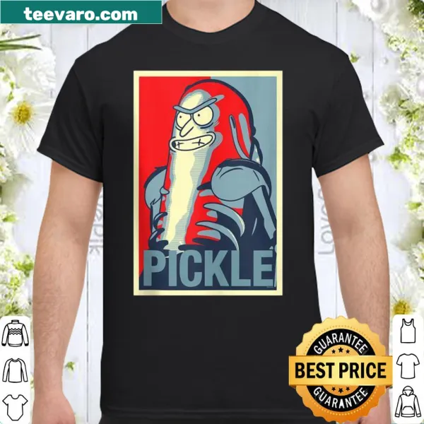 Rick and Morty themed shirt featuring the Political Pickle design