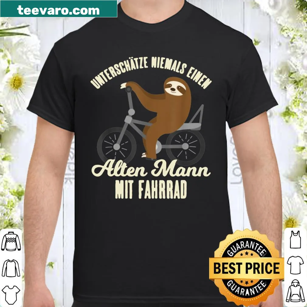 Cute sloth riding a bicycle illustration on a grandpa shirt