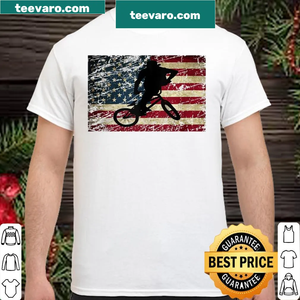 BMX rider shirt with American flag illustration for stunts