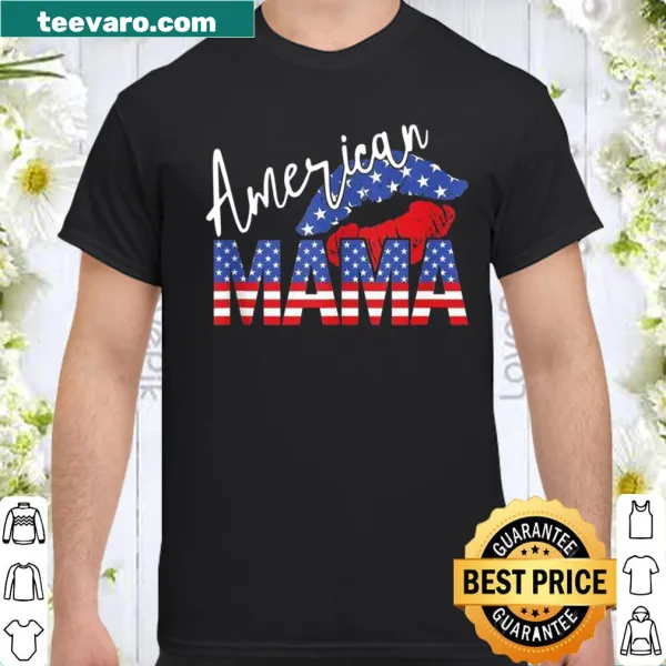 Shirt with the phrase American Mama in patriotic typography