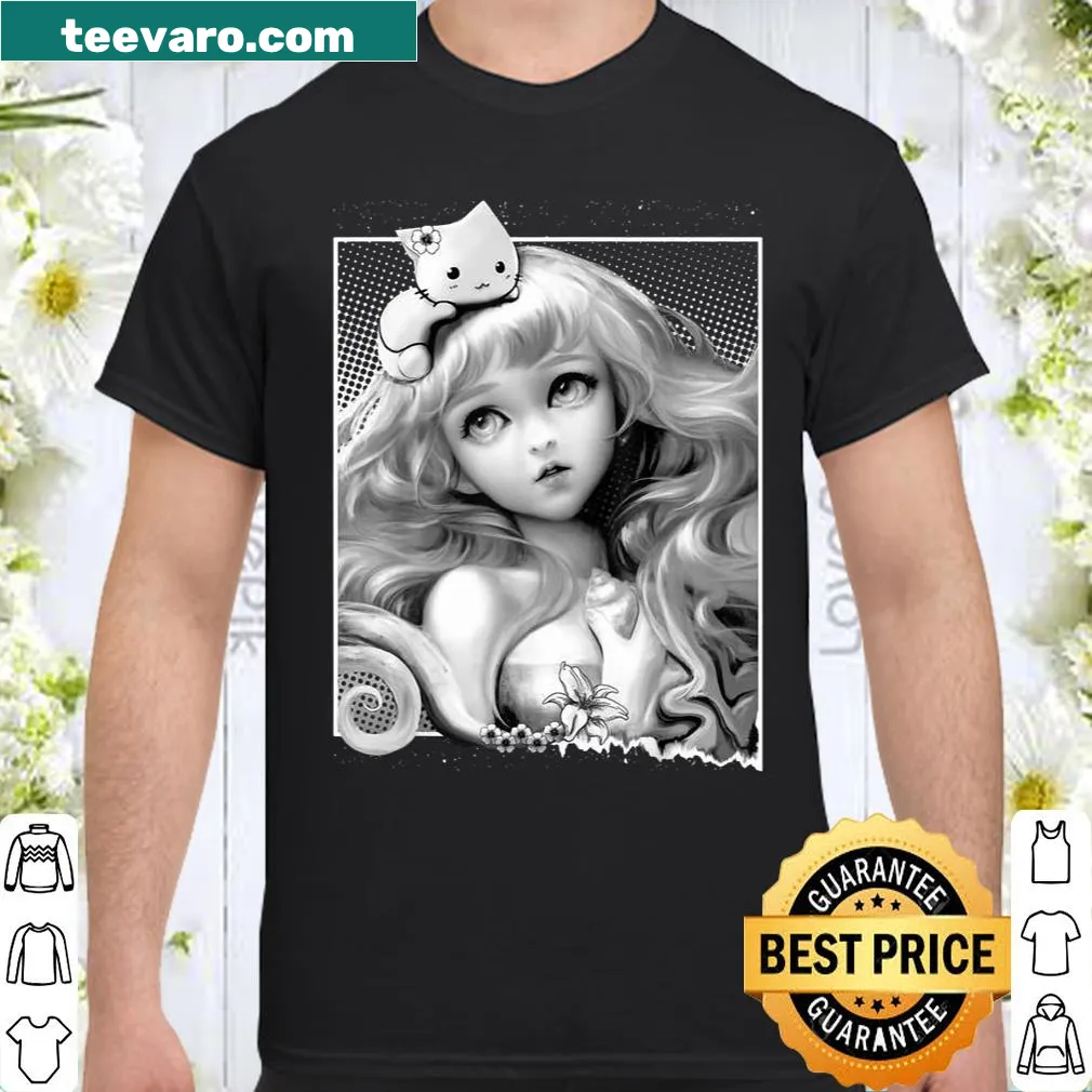 Cute anime cat girl design shirt for gamers and manga fans