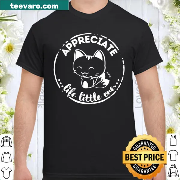 Cute shirt featuring a happy kitten illustration with a positive message