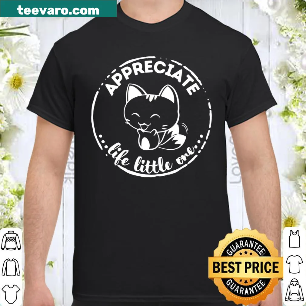 Cute shirt featuring a happy kitten illustration with a positive message