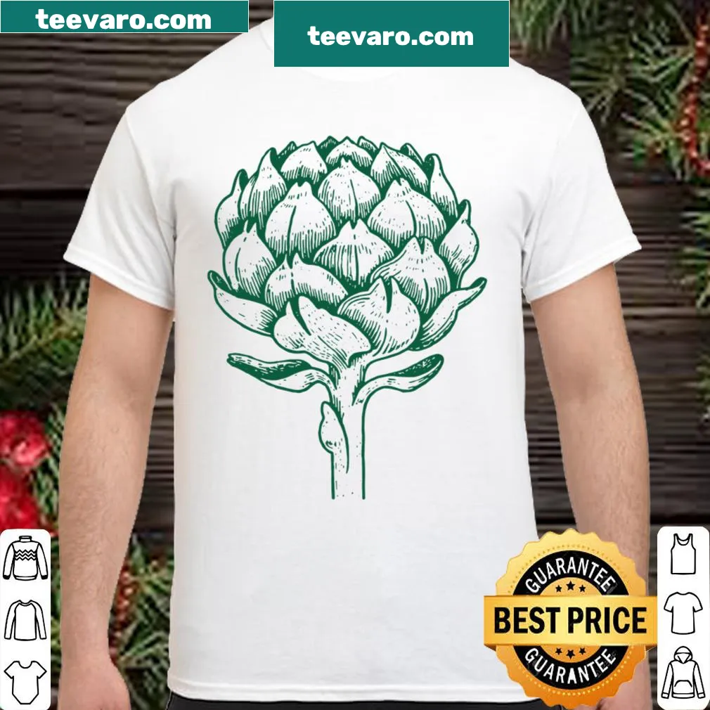 Vintage artichoke drawing shirt with a classic botanical illustration