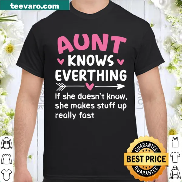 Vintage Aunt t-shirt with distressed text reading Aunt Knows Everything