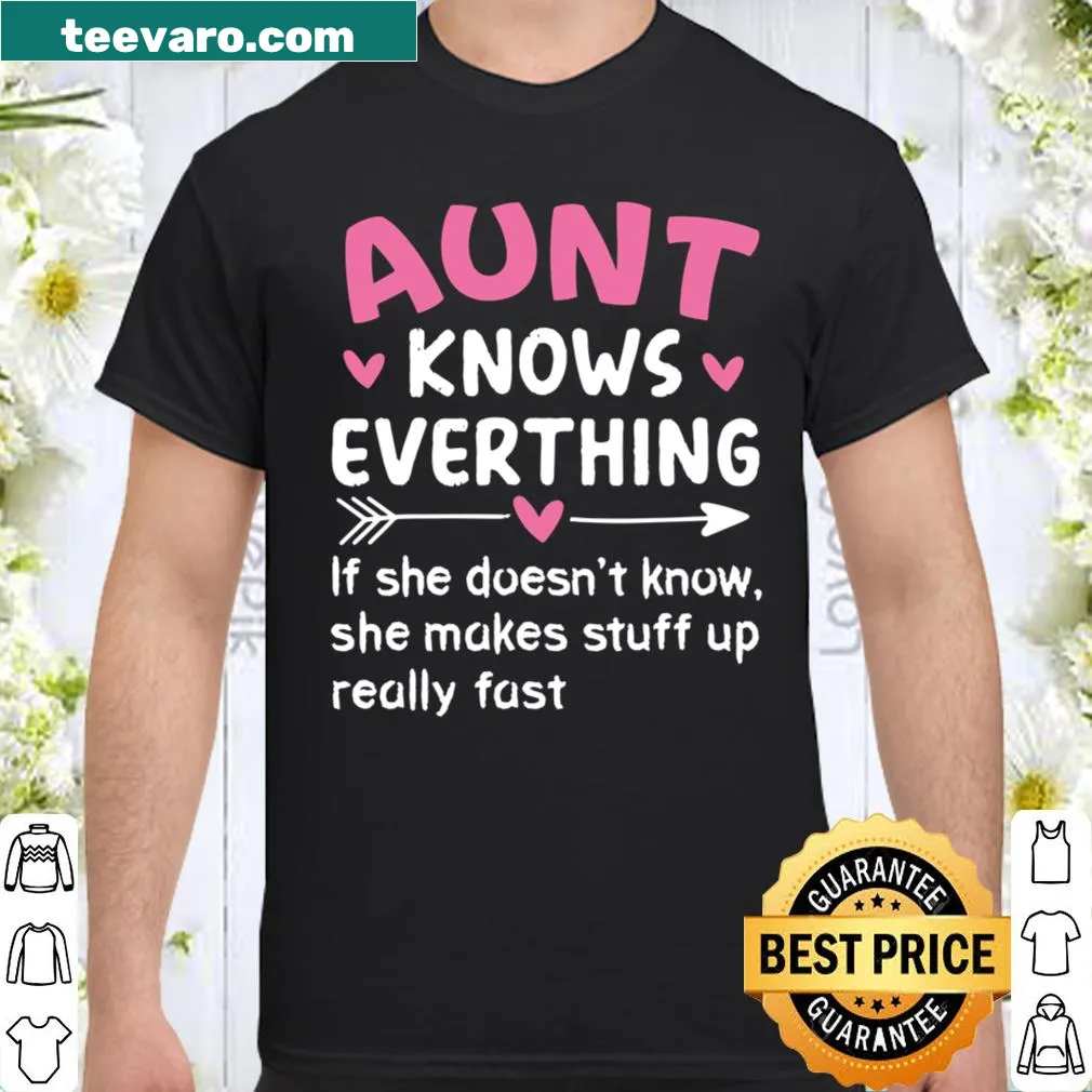 Vintage Aunt t-shirt with distressed text reading Aunt Knows Everything