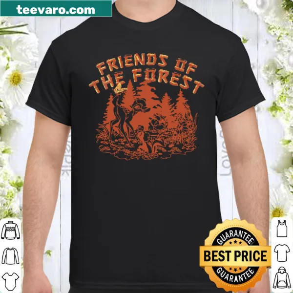 Illustrated shirt featuring Bambi and friends in a forest scene.