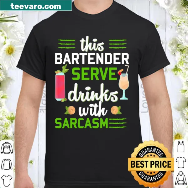 Sarcastic bartender shirt featuring a cartoon cocktail design for bar staff