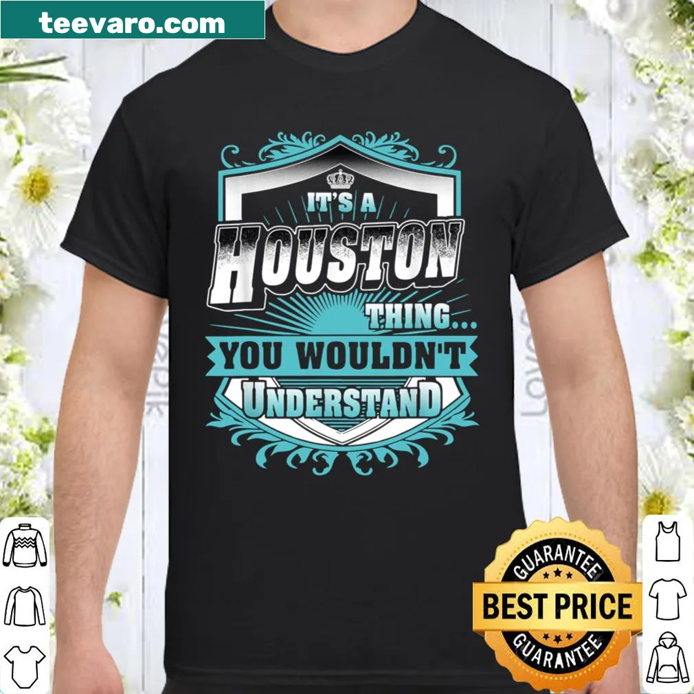 Houston themed T-shirt featuring a creative design of the city's name.