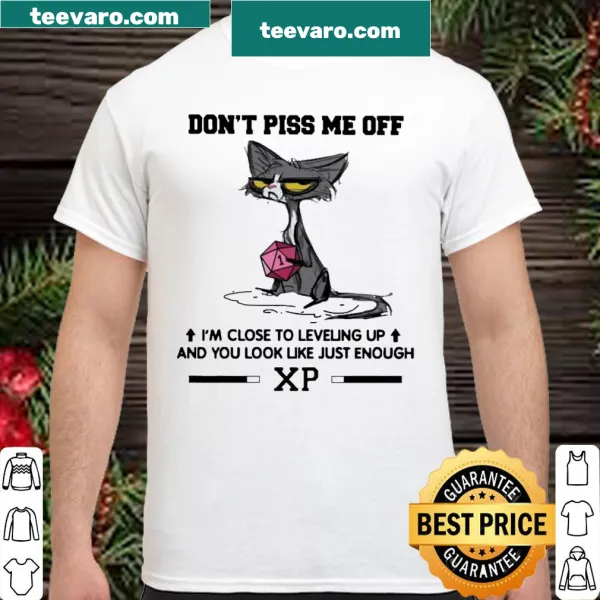 Black cat graphic shirt with leveling up gaming phrase