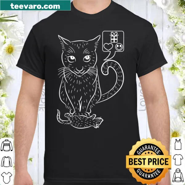 Minimalist line art of a black cat on a shirt
