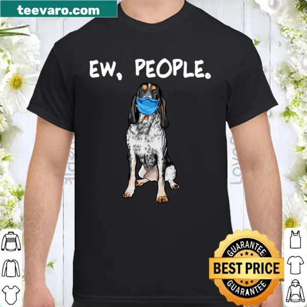 Whimsical dog-themed shirt featuring a Bluetick Coonhound with a face mask