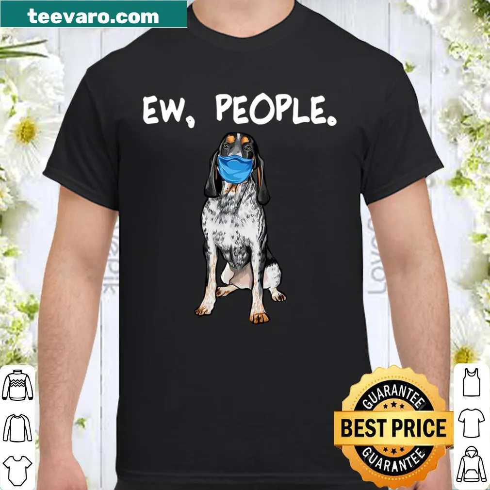 Whimsical dog-themed shirt featuring a Bluetick Coonhound with a face mask