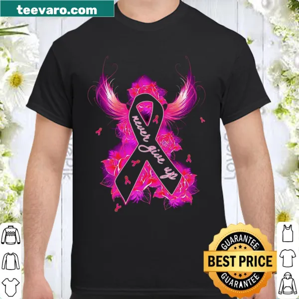 Inspirational cancer awareness shirt with the message ‘Never Give Up’