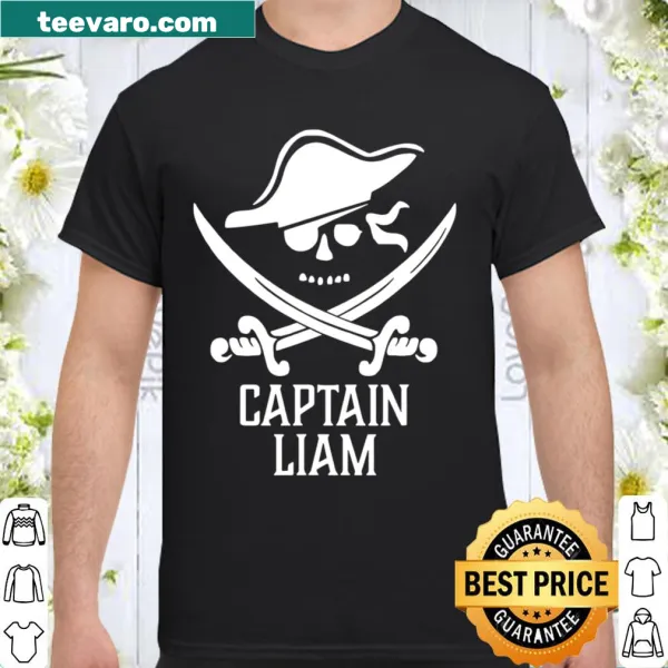 Personalized pirate shirt design with name Captain LIAM