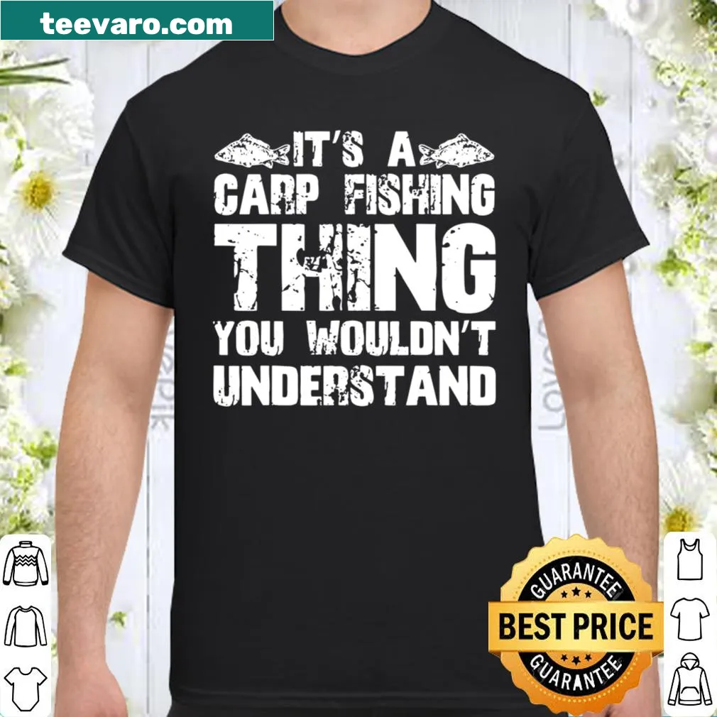 Shirt with playful fishing graphics celebrating carp fishing