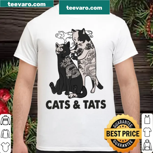 Adorable shirt combining cats and tattoo illustrations in a playful design